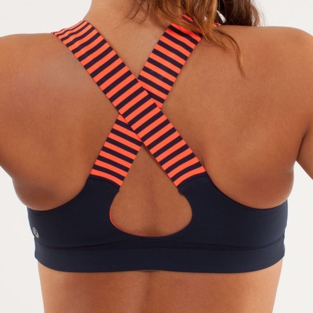 Lululemon All Sport Bra | Classic Stripe Light Flare Inkwell, Size 4 W2243S